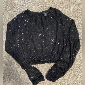 Long sleeve sequin crop top